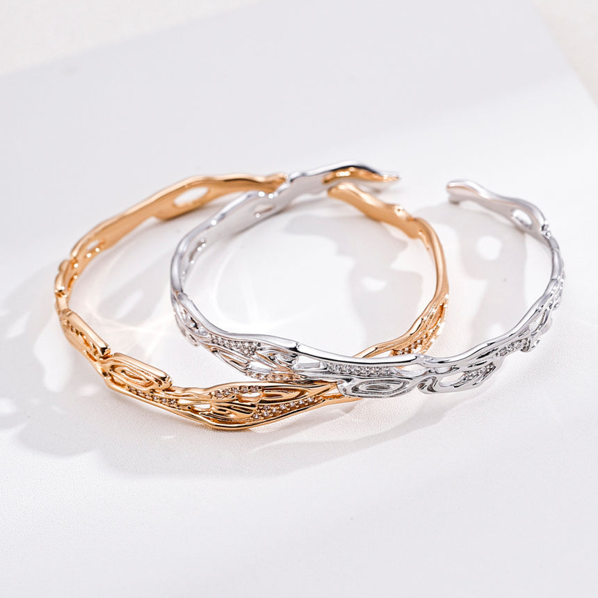 Pavé CZ Twisted Cuff Bangle
