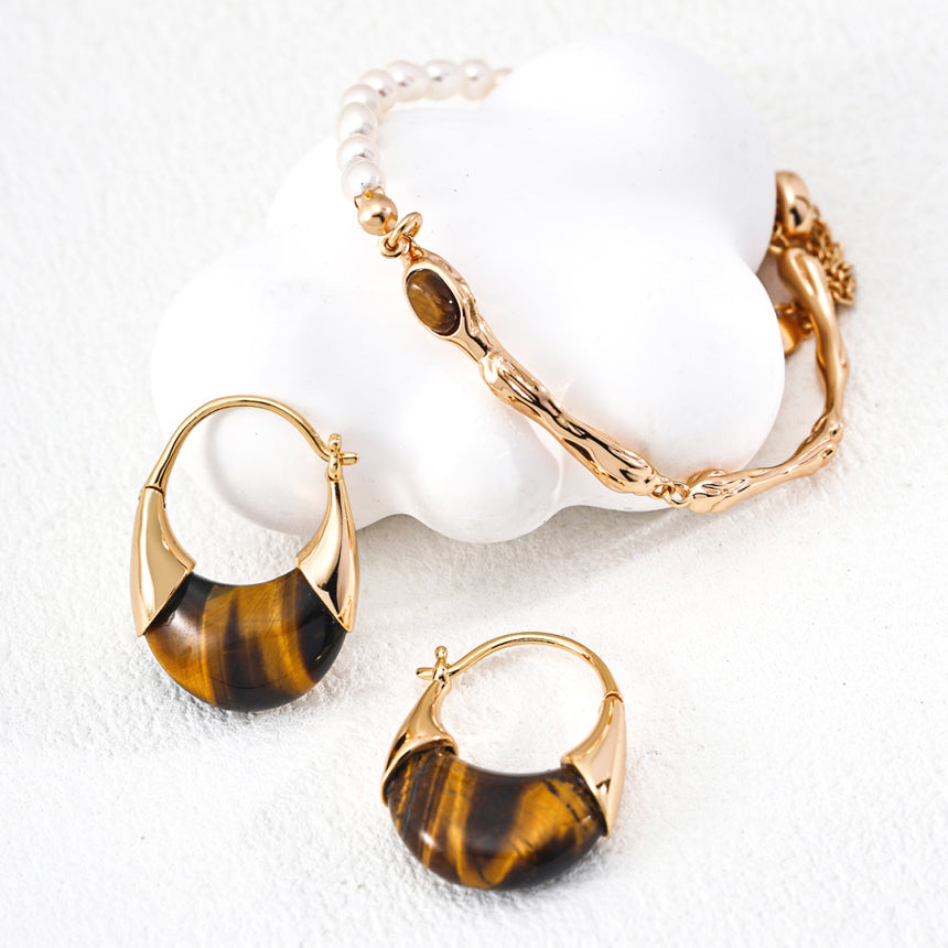 Tiger Gaze Hoop Earrings