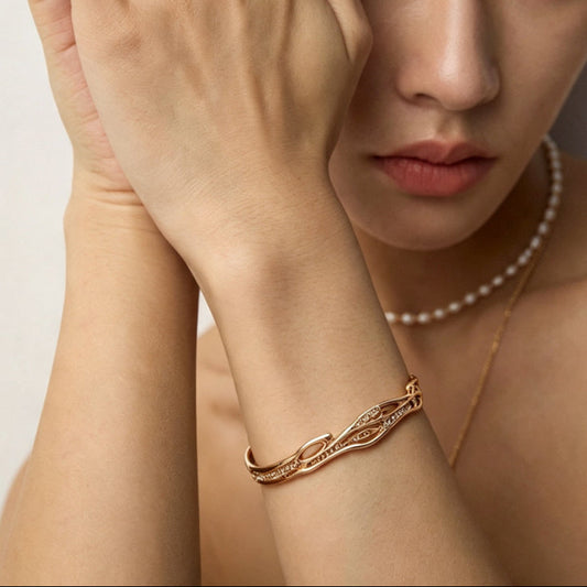 Pavé CZ Twisted Cuff Bangle