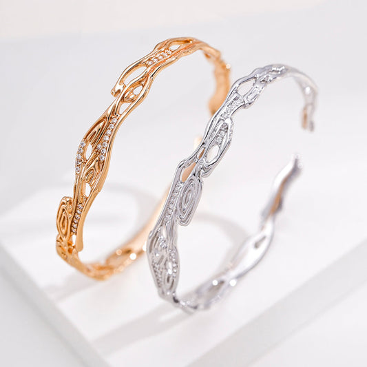 Pavé CZ Twisted Cuff Bangle