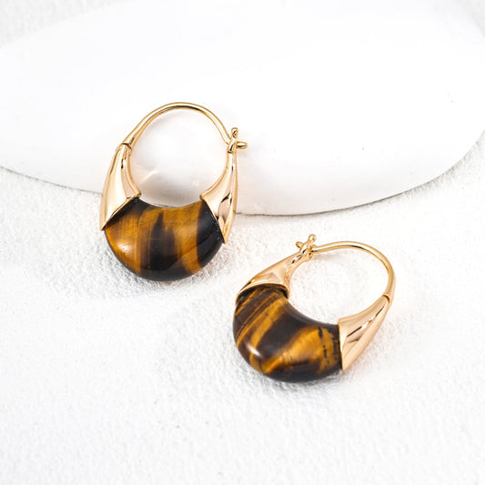 Tiger Gaze Hoop Earrings