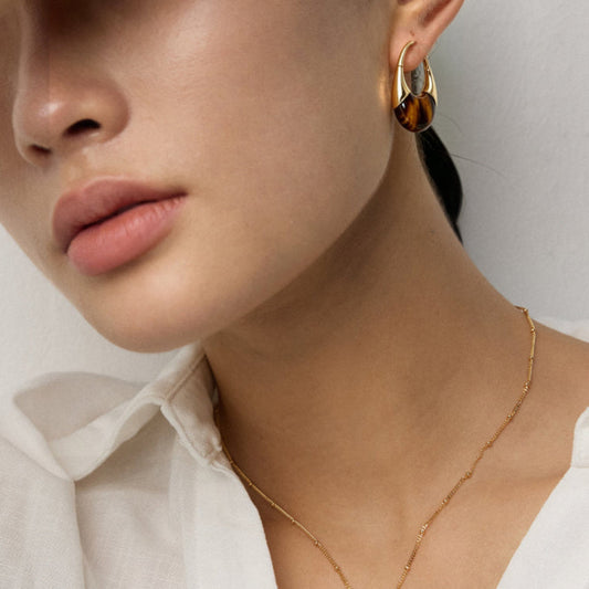 Tiger Gaze Hoop Earrings