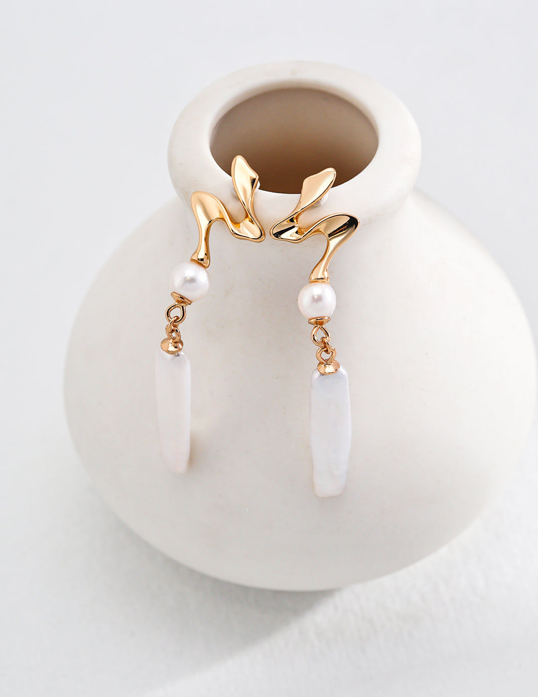 Baroque Pearl Bar Drop Earrings
