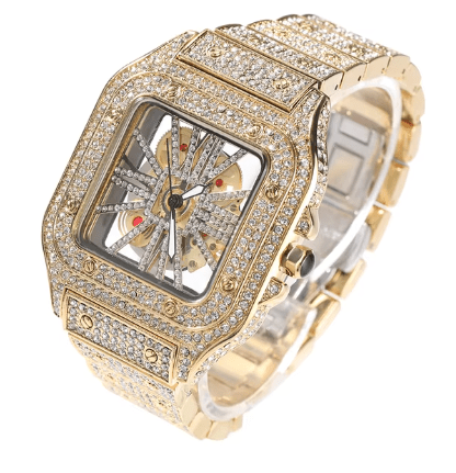 High Quality Iced Out Square Analog Skeleton Watch - Stellis Jewelry