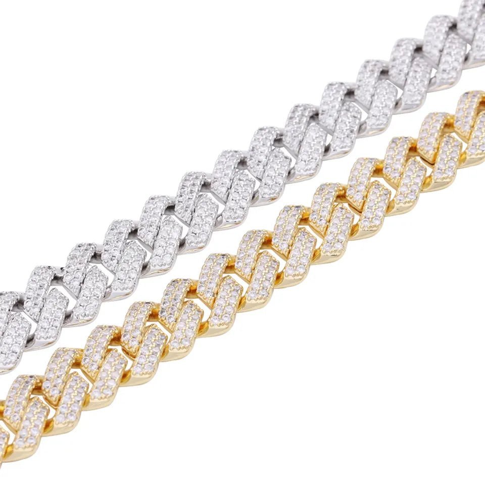 Triple Bundle - 10MM High Quality Cuban Prong Link Chain + Bracelet 925S w/ 1 ctw. Moissanite Studs - Stellis Jewelry