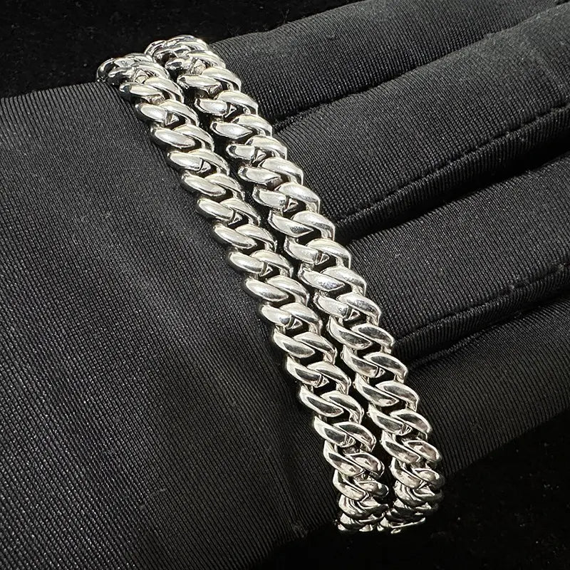 Triple Bundle - 10MM High Quality Cuban Prong Link Chain + Bracelet 925S w/ 1 ctw. Moissanite Studs - Stellis Jewelry